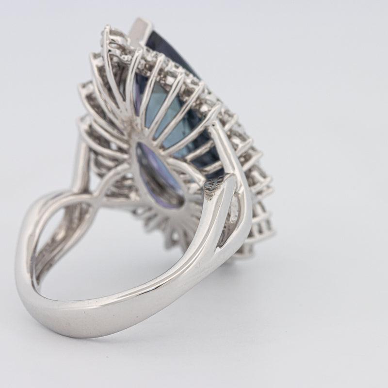 11.20 CT Pear - shape Tanzanite Halo Ring - ZIZOV DIAMONDS