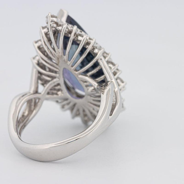 11.20 CT Pear - shape Tanzanite Halo Ring - ZIZOV DIAMONDS