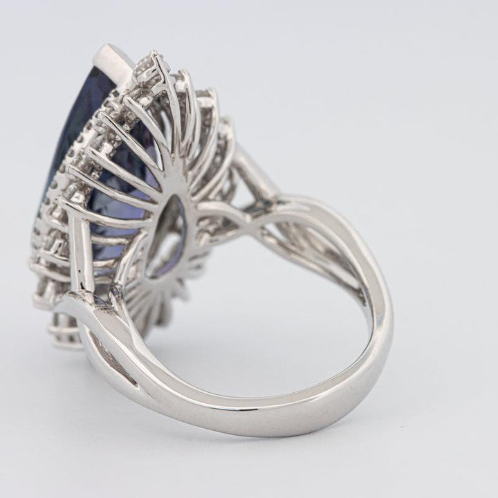 11.20 CT Pear - shape Tanzanite Halo Ring - ZIZOV DIAMONDS