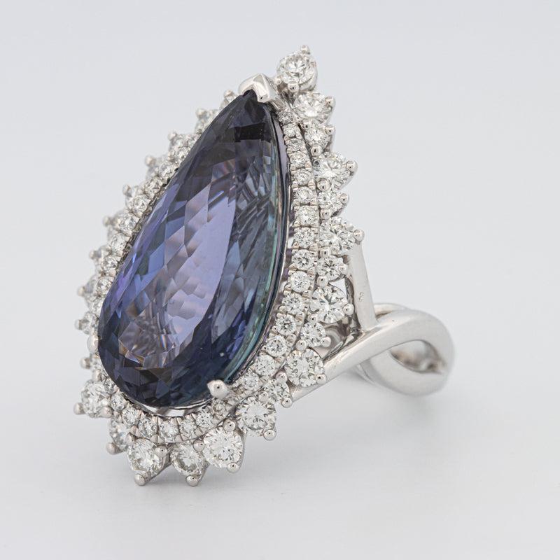 11.20 CT Pear - shape Tanzanite Halo Ring - ZIZOV DIAMONDS