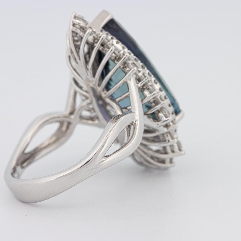 11.20 CT Pear - shape Tanzanite Halo Ring - ZIZOV DIAMONDS