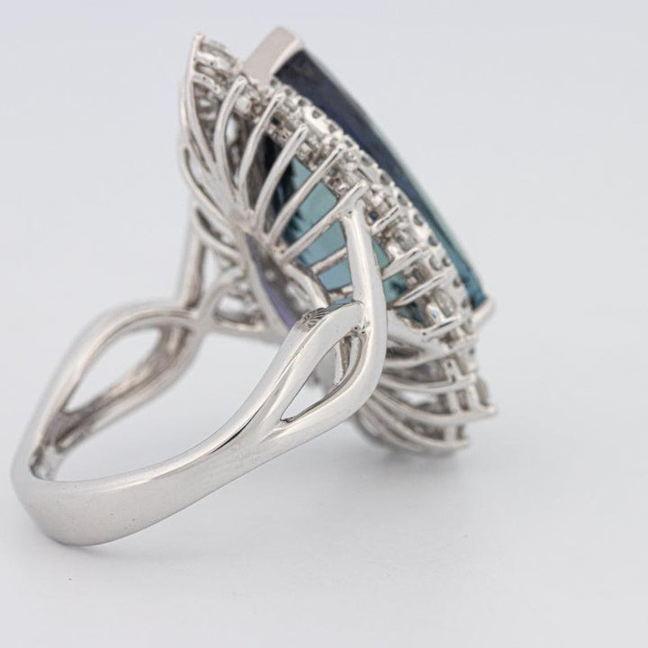 11.20 CT Pear - shape Tanzanite Halo Ring - ZIZOV DIAMONDS