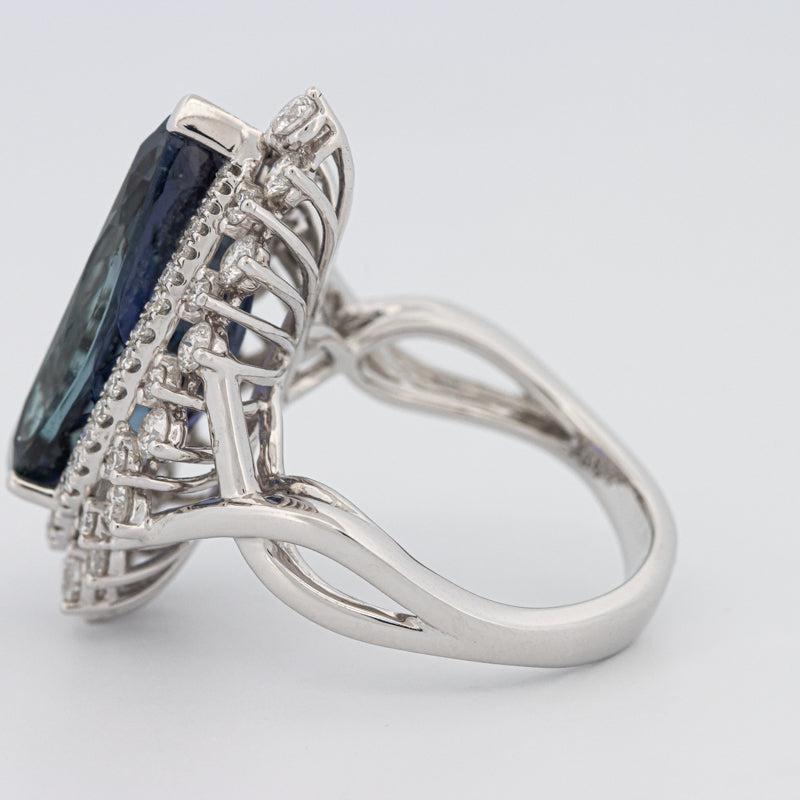 11.20 CT Pear - shape Tanzanite Halo Ring - ZIZOV DIAMONDS