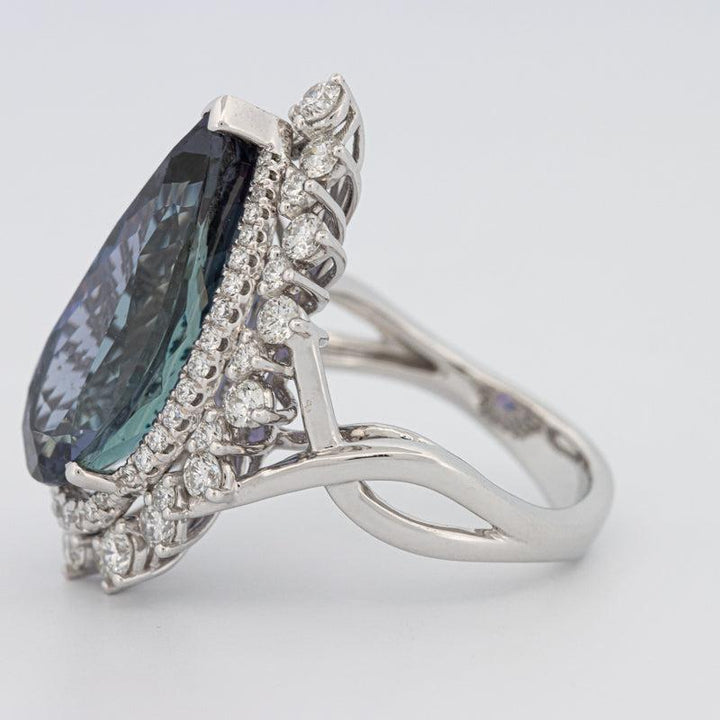 11.20 CT Pear - shape Tanzanite Halo Ring - ZIZOV DIAMONDS