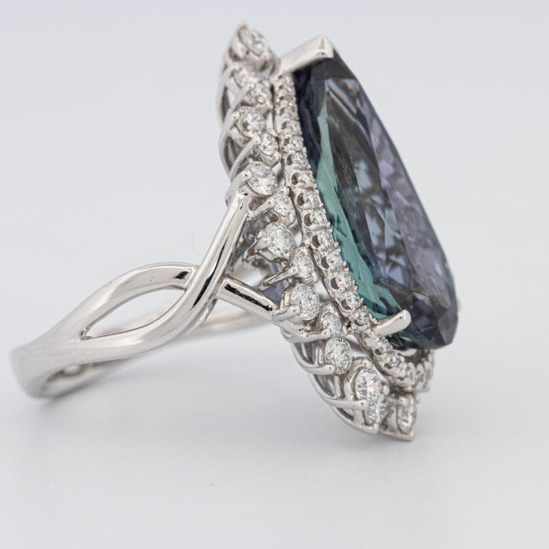 11.20 CT Pear - shape Tanzanite Halo Ring - ZIZOV DIAMONDS