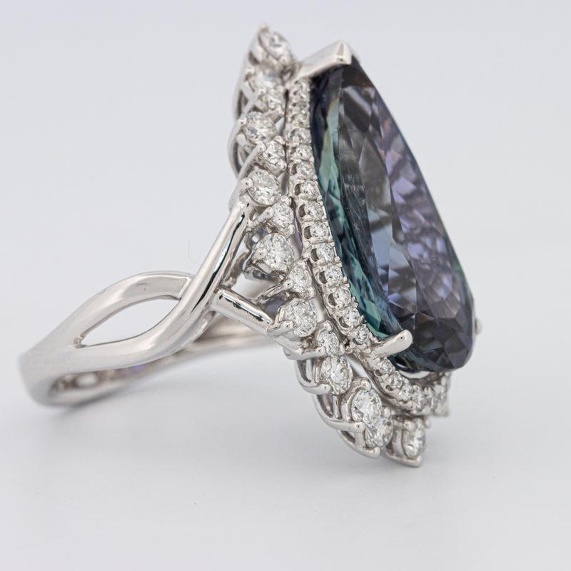11.20 CT Pear - shape Tanzanite Halo Ring - ZIZOV DIAMONDS