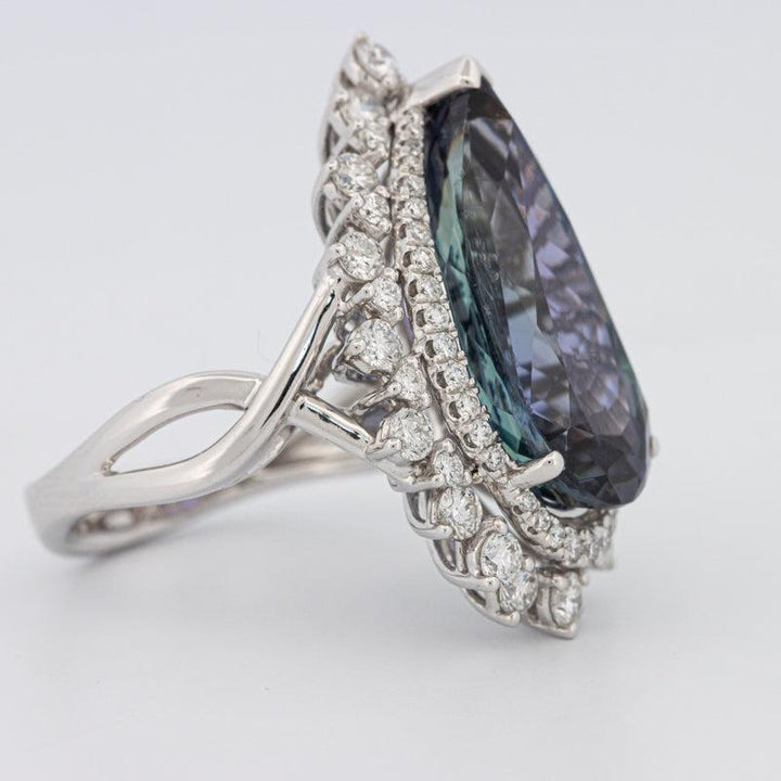 11.20 CT Pear - shape Tanzanite Halo Ring - ZIZOV DIAMONDS