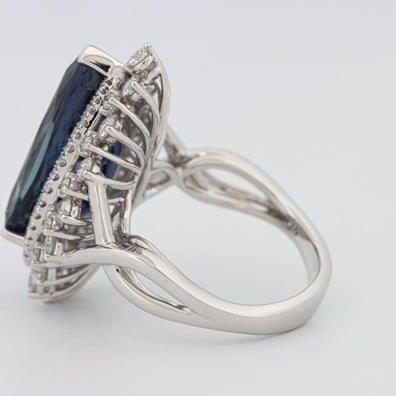 11.20 CT Pear - shape Tanzanite Halo Ring - ZIZOV DIAMONDS