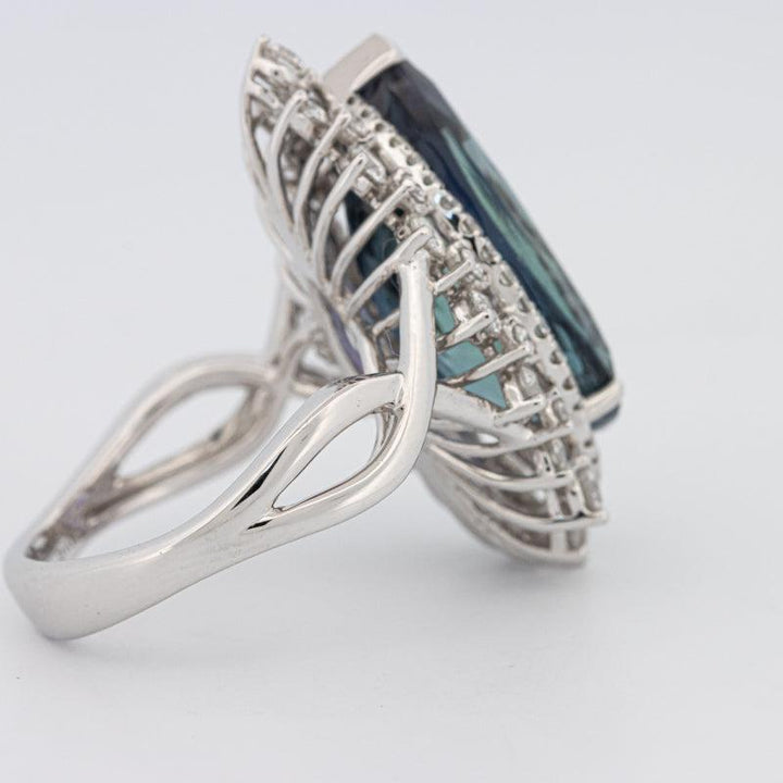 11.20 CT Pear - shape Tanzanite Halo Ring - ZIZOV DIAMONDS