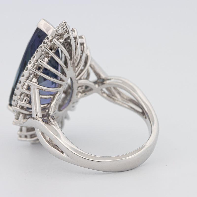 11.20 CT Pear - shape Tanzanite Halo Ring - ZIZOV DIAMONDS