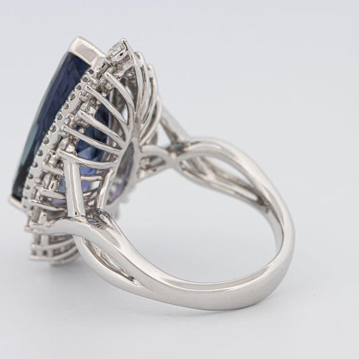 11.20 CT Pear - shape Tanzanite Halo Ring - ZIZOV DIAMONDS