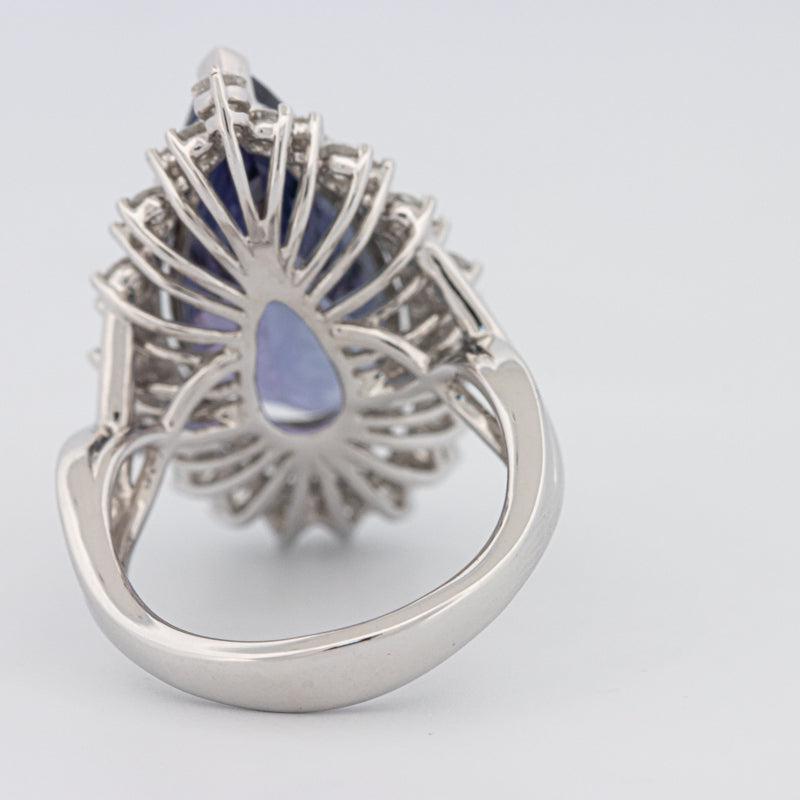 11.20 CT Pear - shape Tanzanite Halo Ring - ZIZOV DIAMONDS