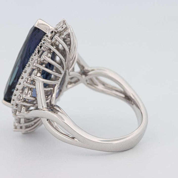 11.20 CT Pear - shape Tanzanite Halo Ring - ZIZOV DIAMONDS