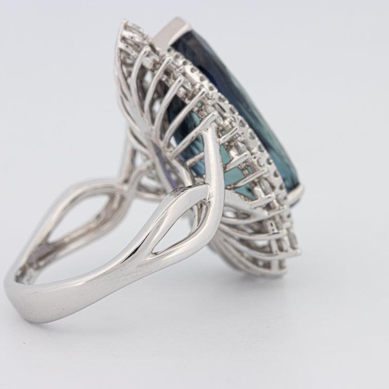 11.20 CT Pear - shape Tanzanite Halo Ring - ZIZOV DIAMONDS