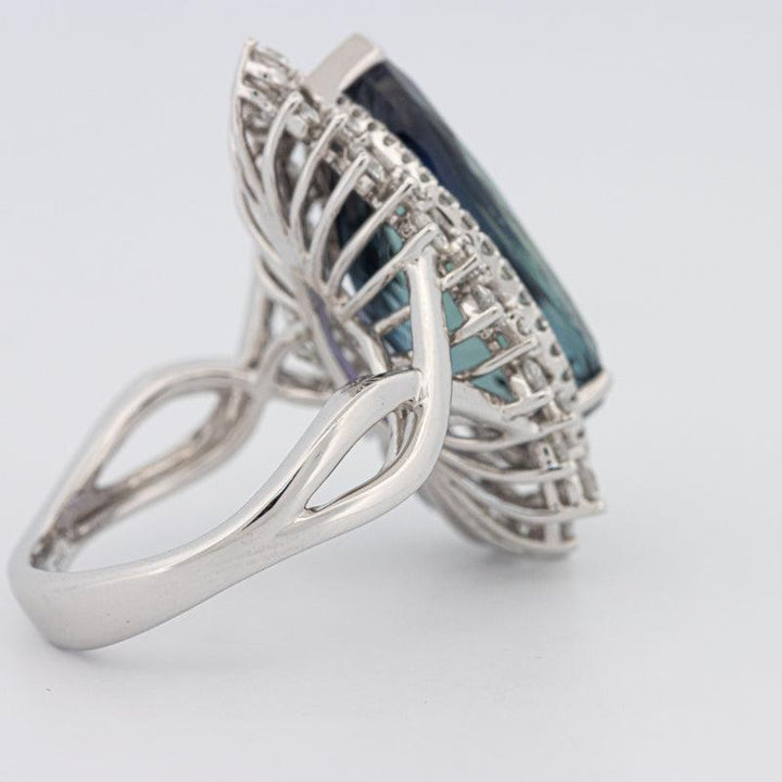 11.20 CT Pear - shape Tanzanite Halo Ring - ZIZOV DIAMONDS