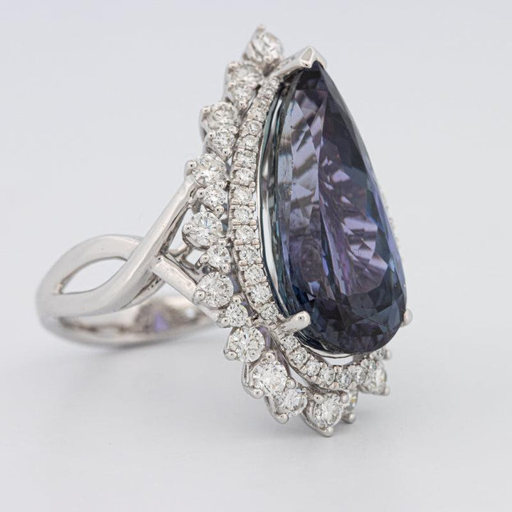 11.20 CT Pear - shape Tanzanite Halo Ring - ZIZOV DIAMONDS