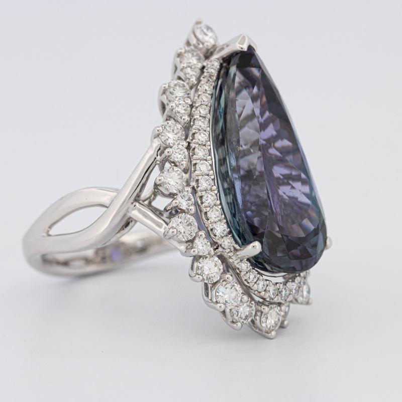 11.20 CT Pear - shape Tanzanite Halo Ring - ZIZOV DIAMONDS
