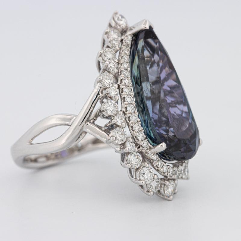 11.20 CT Pear - shape Tanzanite Halo Ring - ZIZOV DIAMONDS