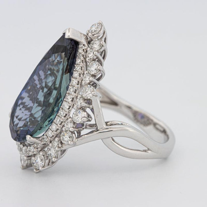 11.20 CT Pear - shape Tanzanite Halo Ring - ZIZOV DIAMONDS