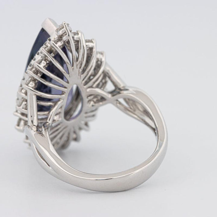 11.20 CT Pear - shape Tanzanite Halo Ring - ZIZOV DIAMONDS
