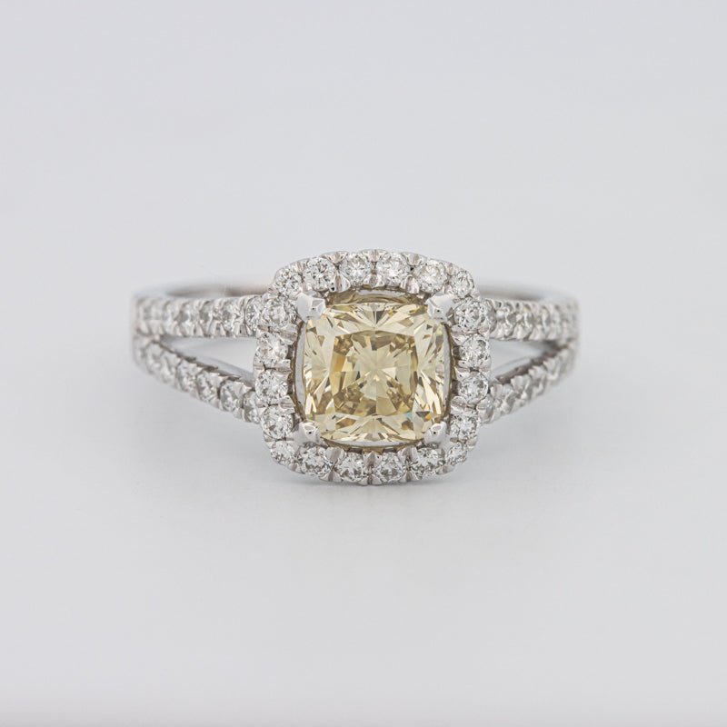 1.20 CT Fancy Yellow Brownish Intense Cushion Halo Solitaire - ZIZOV DIAMONDS