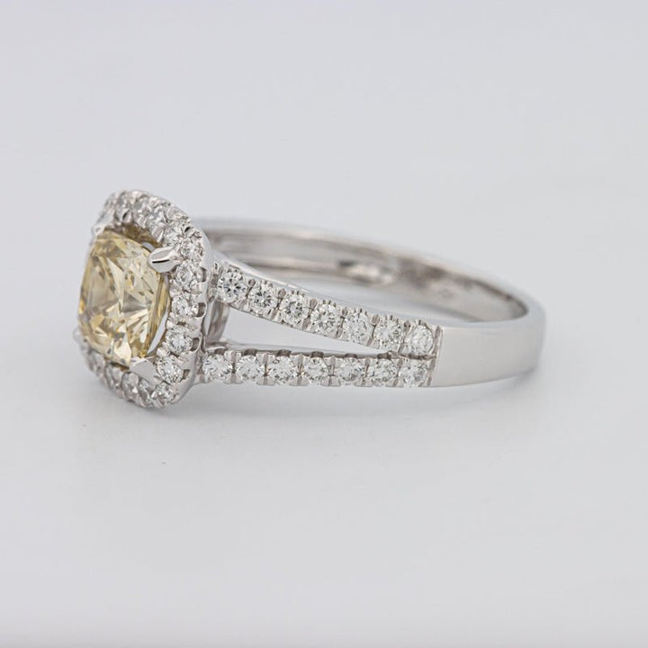 1.20 CT Fancy Yellow Brownish Intense Cushion Halo Solitaire - ZIZOV DIAMONDS