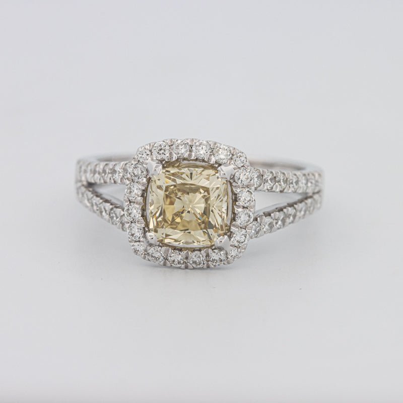 1.20 CT Fancy Yellow Brownish Intense Cushion Halo Solitaire - ZIZOV DIAMONDS