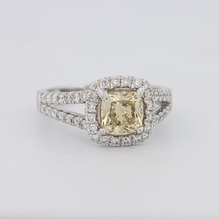 1.20 CT Fancy Yellow Brownish Intense Cushion Halo Solitaire - ZIZOV DIAMONDS