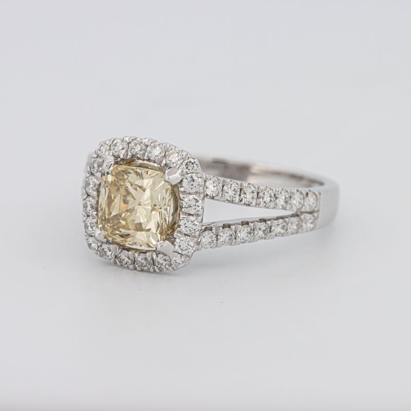 1.20 CT Fancy Yellow Brownish Intense Cushion Halo Solitaire - ZIZOV DIAMONDS