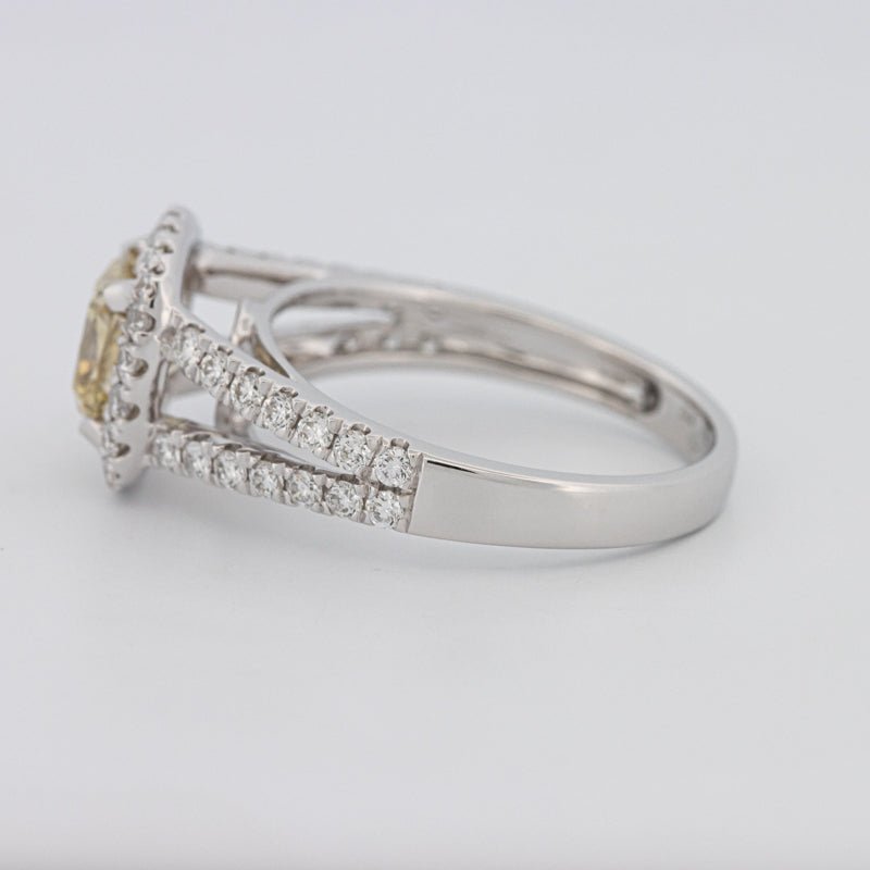 1.20 CT Fancy Yellow Brownish Intense Cushion Halo Solitaire - ZIZOV DIAMONDS