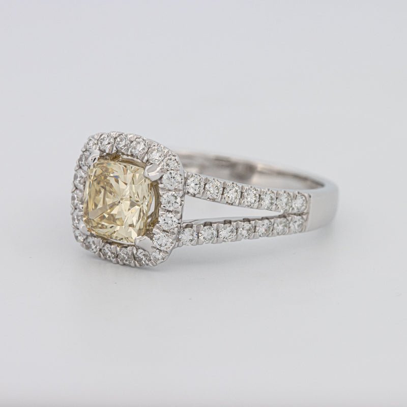 1.20 CT Fancy Yellow Brownish Intense Cushion Halo Solitaire - ZIZOV DIAMONDS