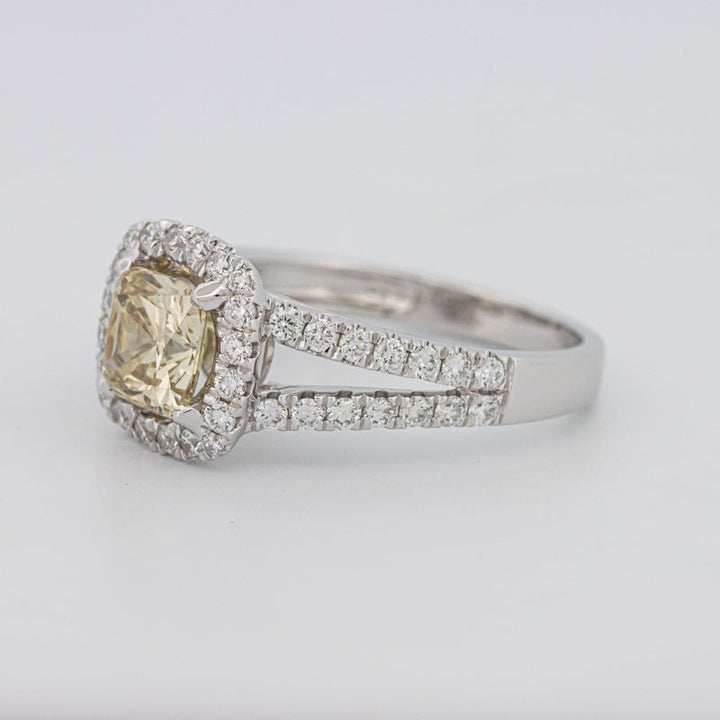 1.20 CT Fancy Yellow Brownish Intense Cushion Halo Solitaire - ZIZOV DIAMONDS