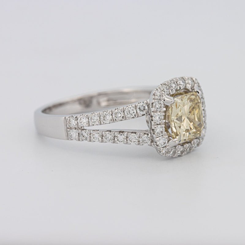 1.20 CT Fancy Yellow Brownish Intense Cushion Halo Solitaire - ZIZOV DIAMONDS