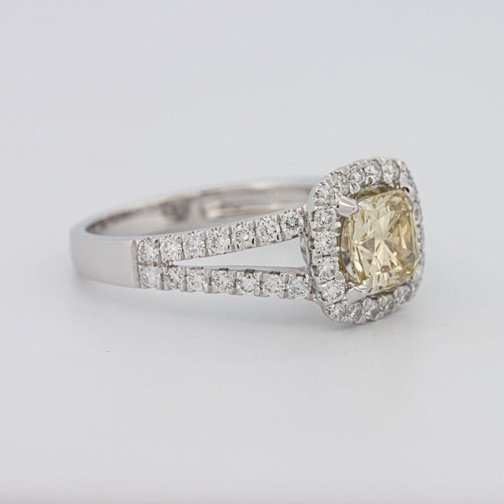 1.20 CT Fancy Yellow Brownish Intense Cushion Halo Solitaire - ZIZOV DIAMONDS