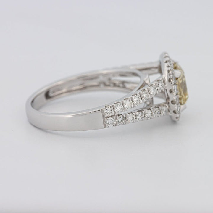 1.20 CT Fancy Yellow Brownish Intense Cushion Halo Solitaire - ZIZOV DIAMONDS