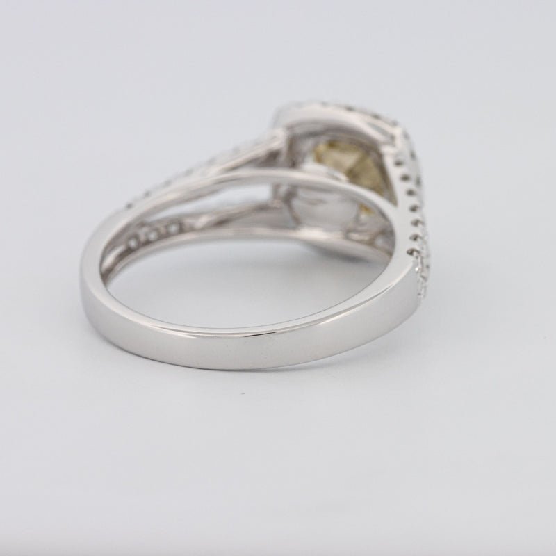 1.20 CT Fancy Yellow Brownish Intense Cushion Halo Solitaire - ZIZOV DIAMONDS