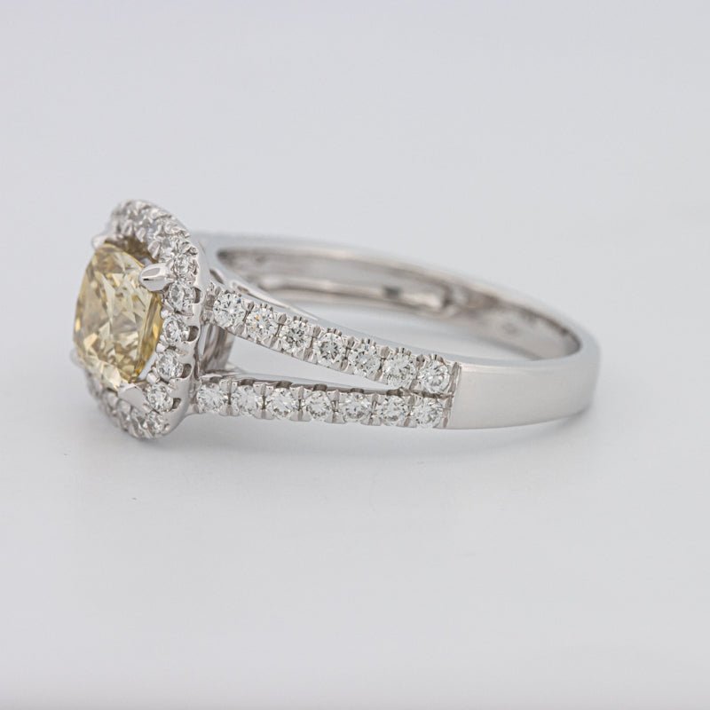 1.20 CT Fancy Yellow Brownish Intense Cushion Halo Solitaire - ZIZOV DIAMONDS