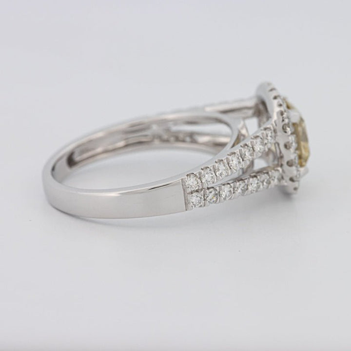 1.20 CT Fancy Yellow Brownish Intense Cushion Halo Solitaire - ZIZOV DIAMONDS