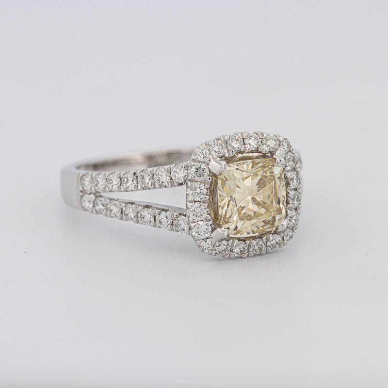 1.20 CT Fancy Yellow Brownish Intense Cushion Halo Solitaire - ZIZOV DIAMONDS