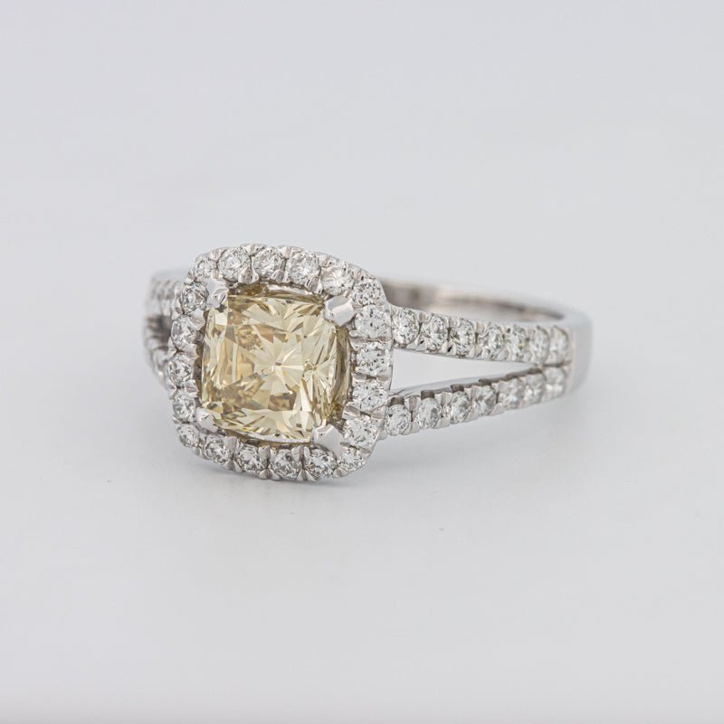 1.20 CT Fancy Yellow Brownish Intense Cushion Halo Solitaire - ZIZOV DIAMONDS