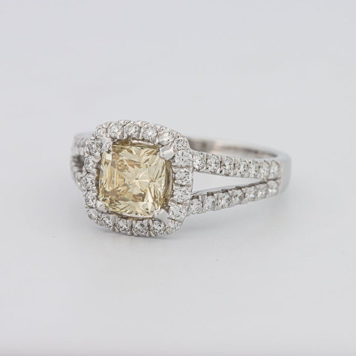 1.20 CT Fancy Yellow Brownish Intense Cushion Halo Solitaire - ZIZOV DIAMONDS