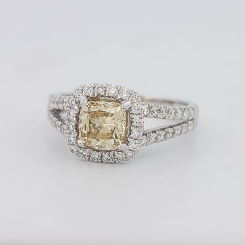 1.20 CT Fancy Yellow Brownish Intense Cushion Halo Solitaire - ZIZOV DIAMONDS