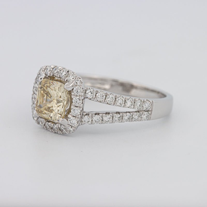 1.20 CT Fancy Yellow Brownish Intense Cushion Halo Solitaire - ZIZOV DIAMONDS