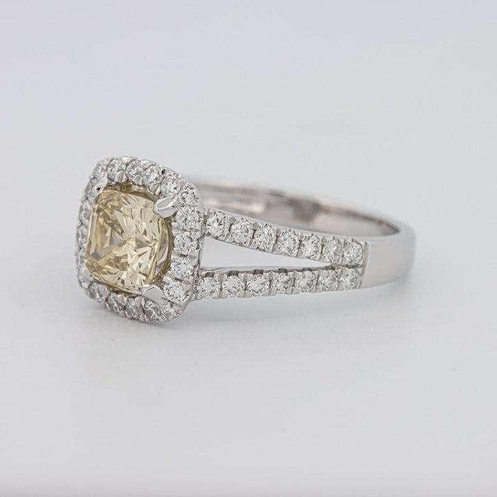 1.20 CT Fancy Yellow Brownish Intense Cushion Halo Solitaire - ZIZOV DIAMONDS