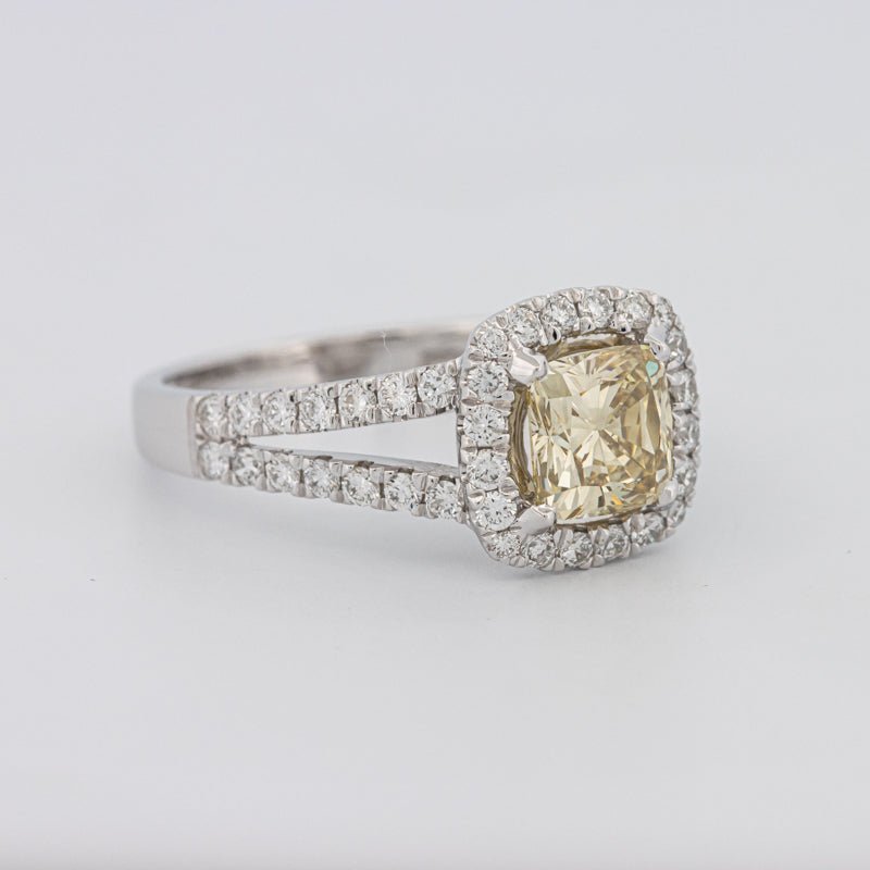 1.20 CT Fancy Yellow Brownish Intense Cushion Halo Solitaire - ZIZOV DIAMONDS