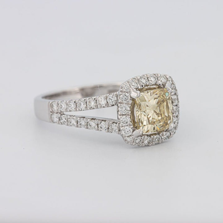 1.20 CT Fancy Yellow Brownish Intense Cushion Halo Solitaire - ZIZOV DIAMONDS