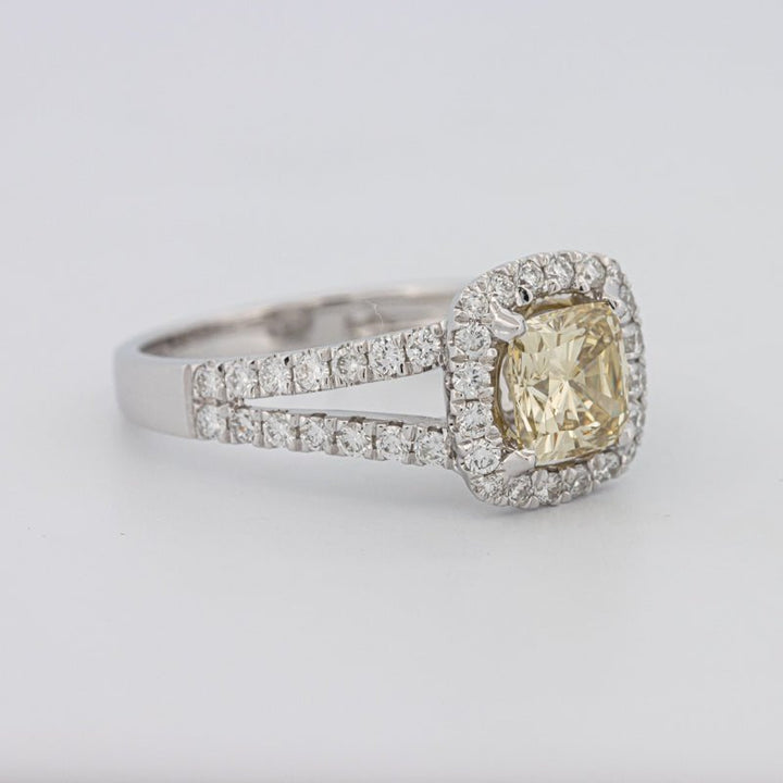 1.20 CT Fancy Yellow Brownish Intense Cushion Halo Solitaire - ZIZOV DIAMONDS