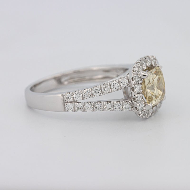 1.20 CT Fancy Yellow Brownish Intense Cushion Halo Solitaire - ZIZOV DIAMONDS