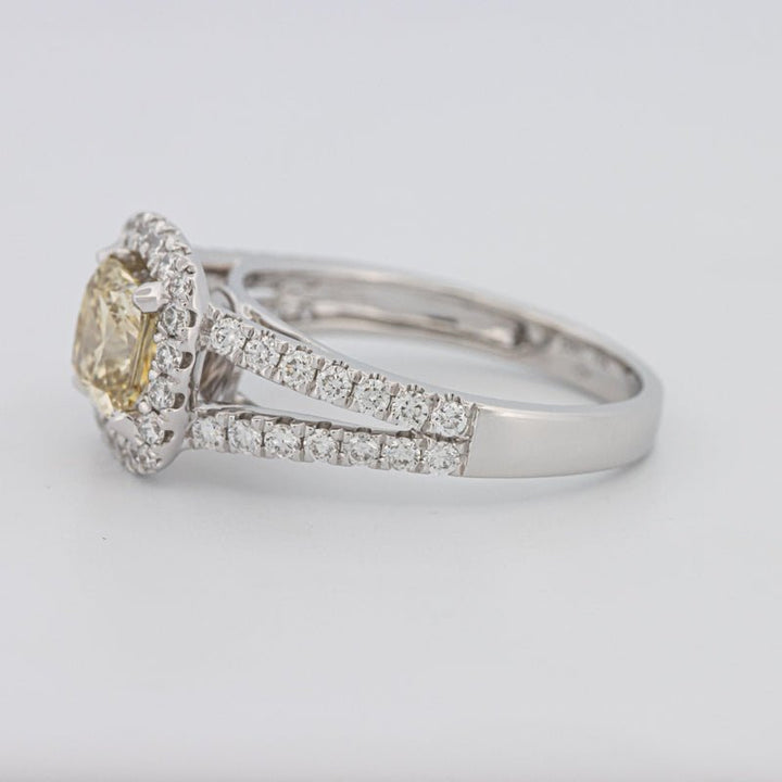1.20 CT Fancy Yellow Brownish Intense Cushion Halo Solitaire - ZIZOV DIAMONDS
