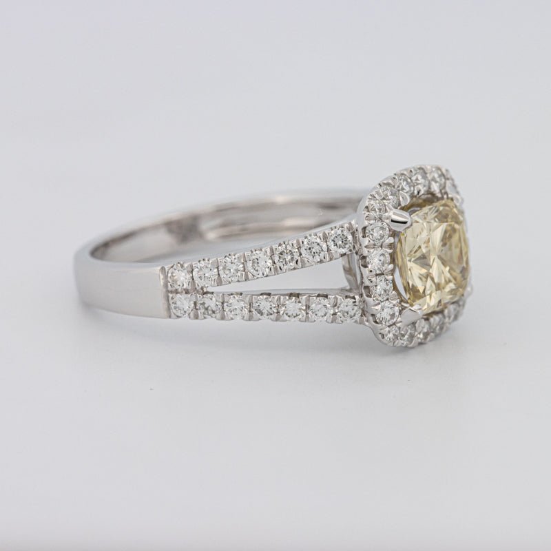 1.20 CT Fancy Yellow Brownish Intense Cushion Halo Solitaire - ZIZOV DIAMONDS